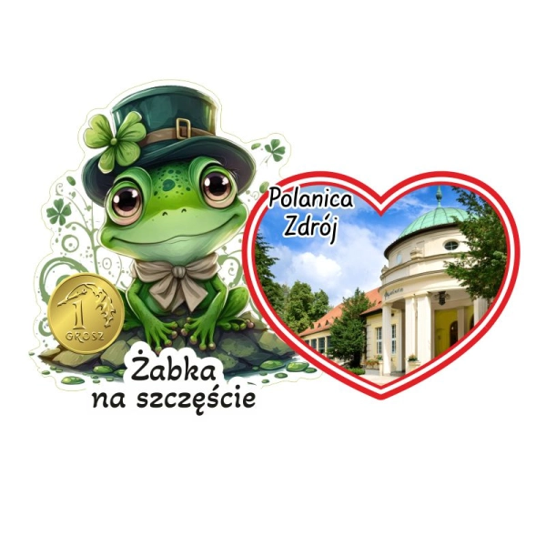 Drewniany magnes Żabka N4 z widokiem