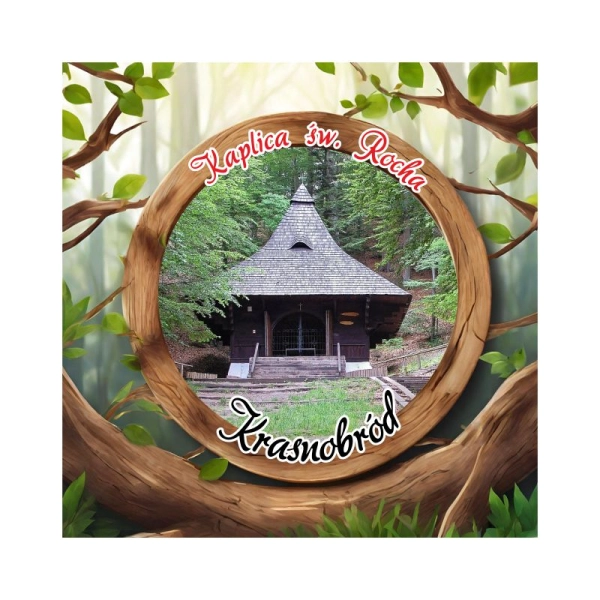 Drewniany magnes Okno z gałązkami N2