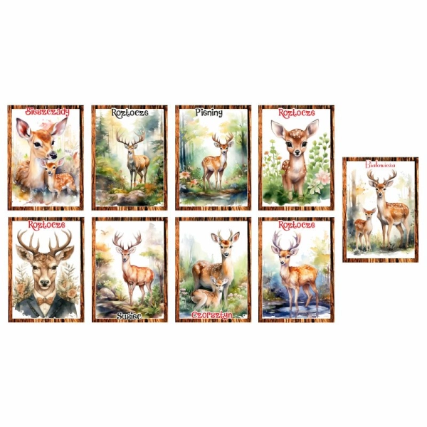 Drewniany magnes MIX Sarny i Jelenie