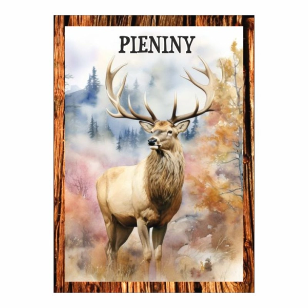 Magnes Jeleń z drewnianą ramką