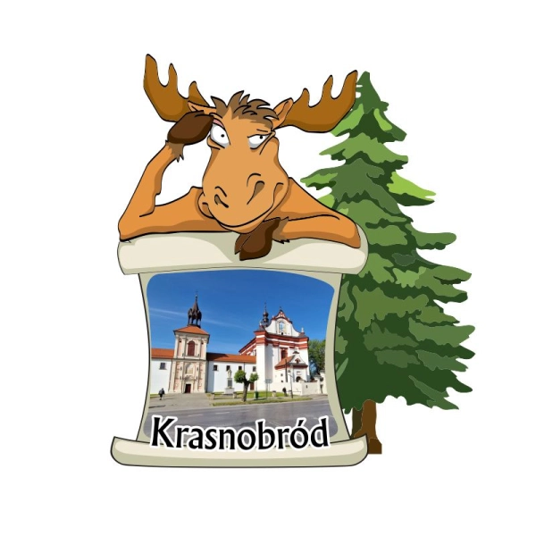 Drewniany magnes Łoś z papirusem