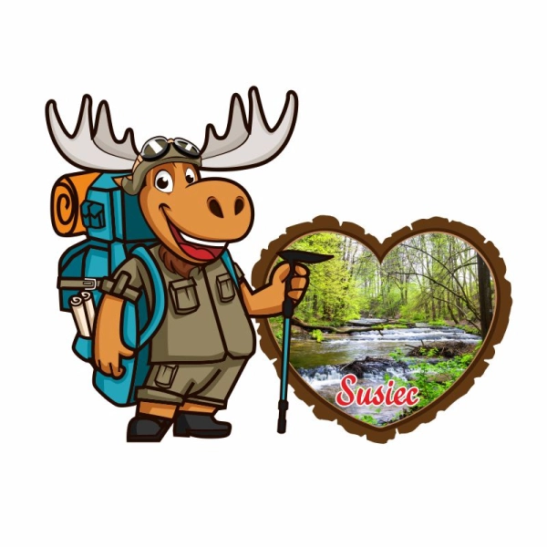 Drewniany magnes Łoś z sercem N1