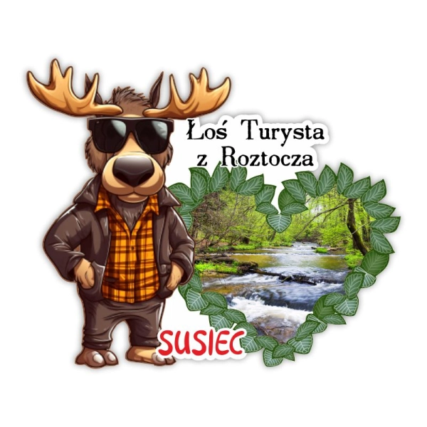 Drewniany magnes Łoś z sercem N2