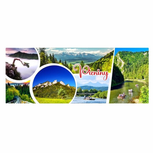 Drewniany magnes panorama z kołami