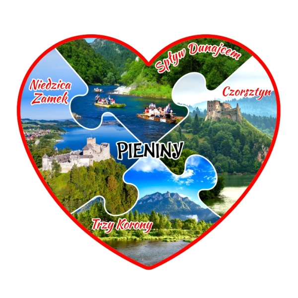 Drewniany magnes Puzzle Serce