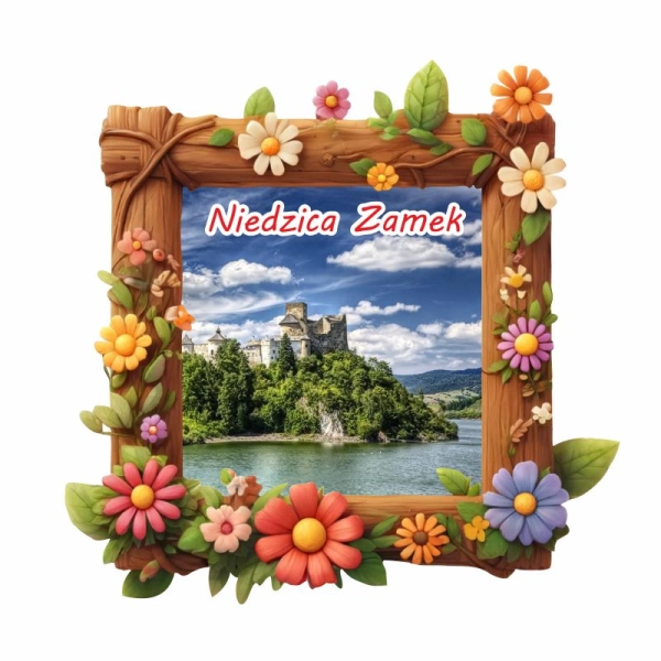 Drewniany magnes Ramka kwiecista N1