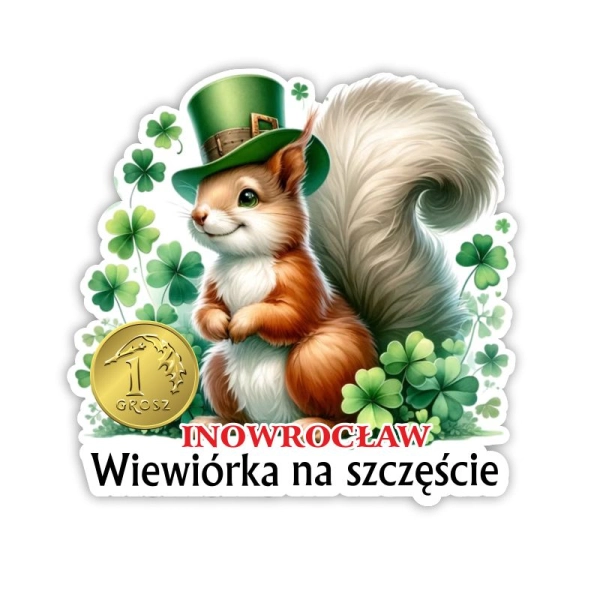 Drewniany magnes Wiewiórka na szczęście