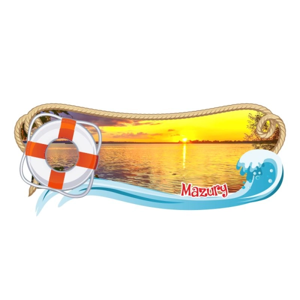 Drewniany magnes Panoramiczny z kołem ratunkowym