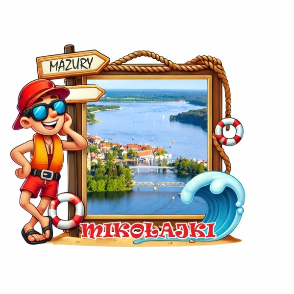 Drewniany magnes Ratownik z ramką