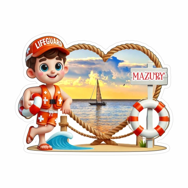 Drewniany magnes Ratownik z ramką N2