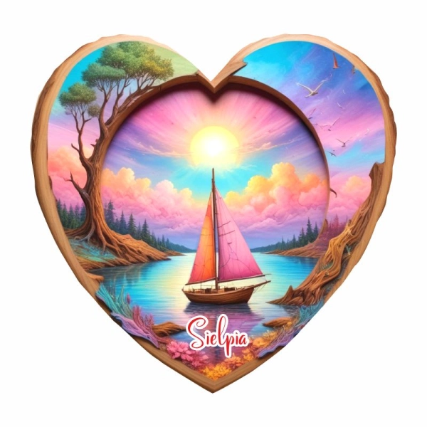 Drewniany magnes Plaster drzewa Jezioro N14