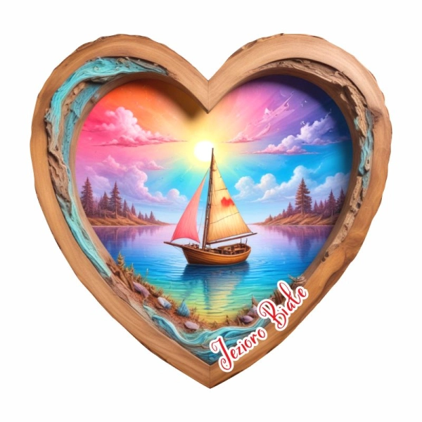 Drewniany magnes Plaster drzewa Jezioro N14