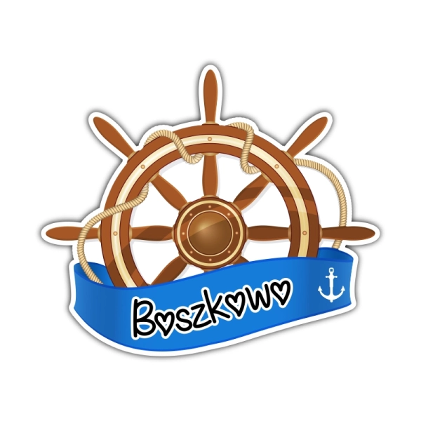 Drewniany magnes Koło sterowe ze wstęgą