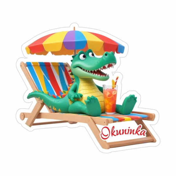 Drewniany magnes Krokodyl na leżaku
