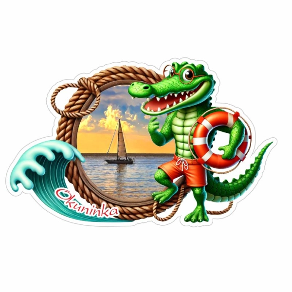 Drewniany magnes Krokodyl Ratownik N1