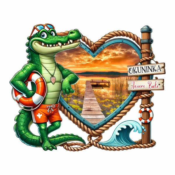 Drewniany magnes Krokodyl Ratownik N2