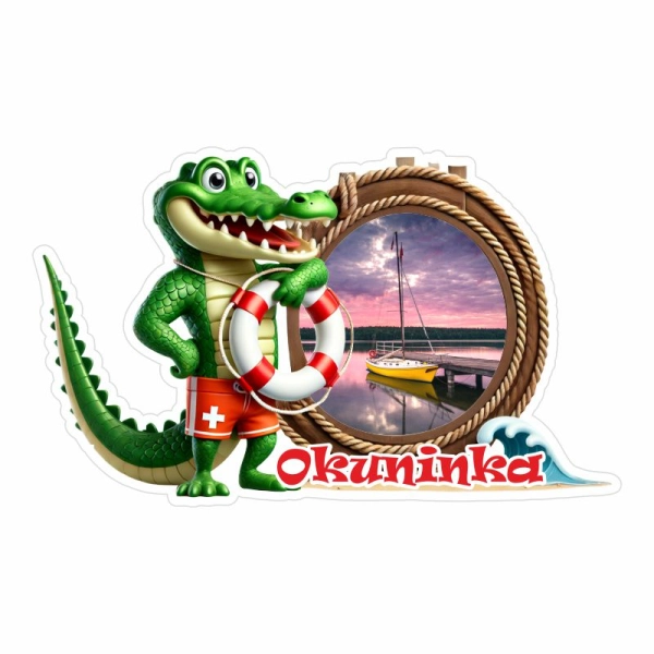 Drewniany magnes Krokodyl Ratownik N3