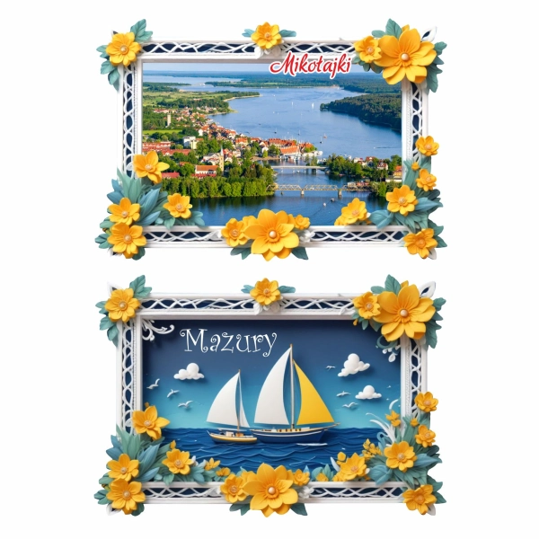 Drewniany magnes Ramka kwiecista N5