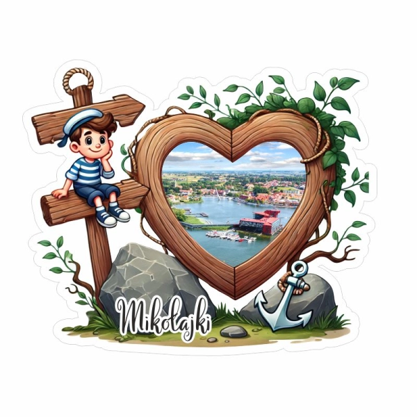 Drewniany magnes Ramka z marynarzem