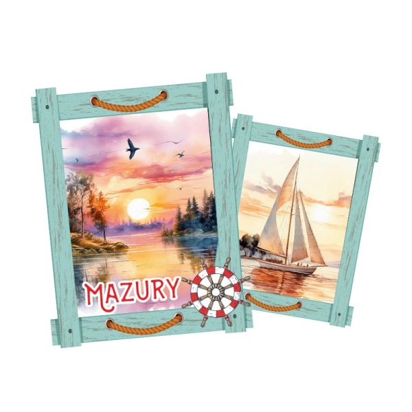 Drewniany magnes Podwójna ramka