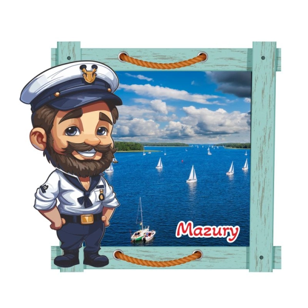 Drewniany magnes Ramka z kapitanem