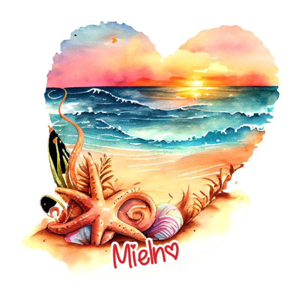 Drewniany magnes serce akwarela MIX n1