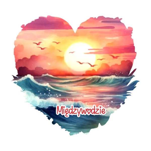 Drewniany magnes serce akwarela MIX n2