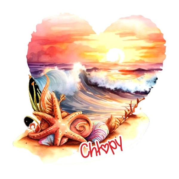 Drewniany magnes serce akwarela MIX n1