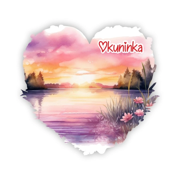 Drewniany magnes serce akwarela MIX N4