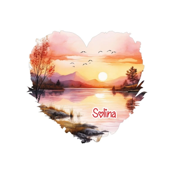 Drewniany magnes serce akwarela MIX N3