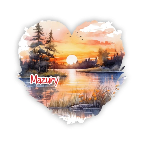 Drewniany magnes serce akwarela MIX N4