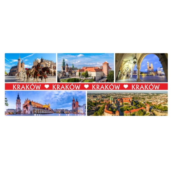 Drewniany magnes MIX widoków - panorama z paskiem