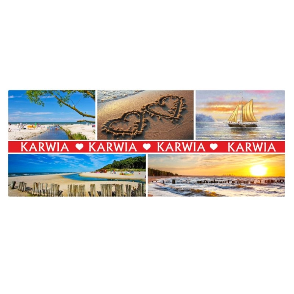 Drewniany magnes MIX widoków - panorama z paskiem