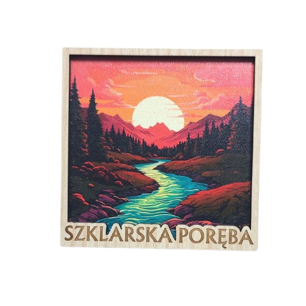 Drewniany magnes KWADRAT grafika N1