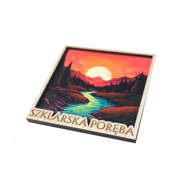 Drewniany magnes KWADRAT grafika N1