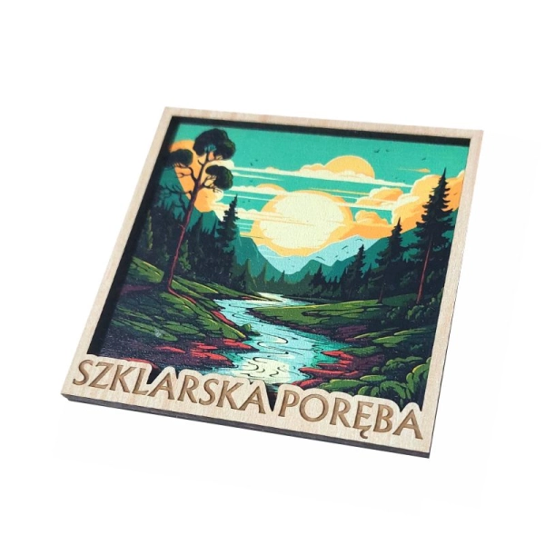 Drewniany magnes KWADRAT grafika N2