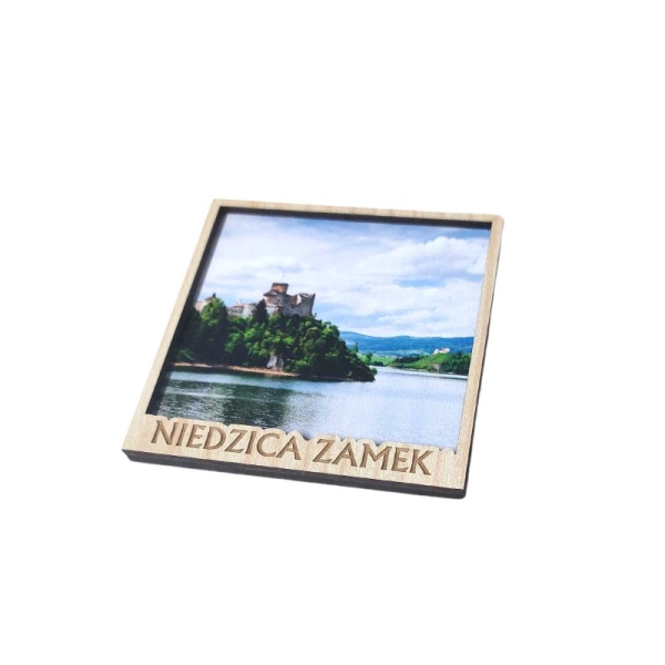 Drewniany magnes KWADRAT z widoczkiem