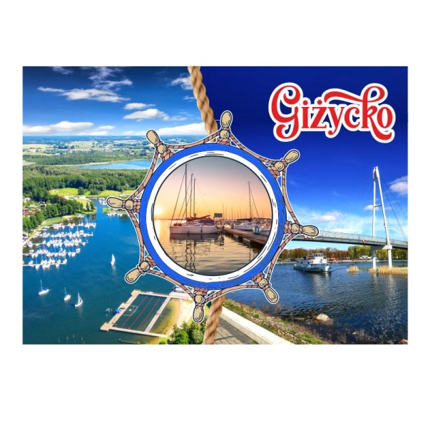 Drewniany magnes MIX widoków - koło sterowe N1