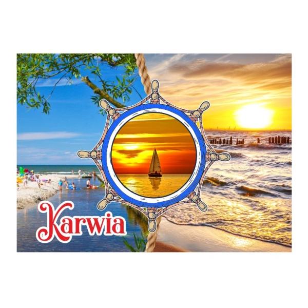 Drewniany magnes MIX widoków - koło sterowe N1