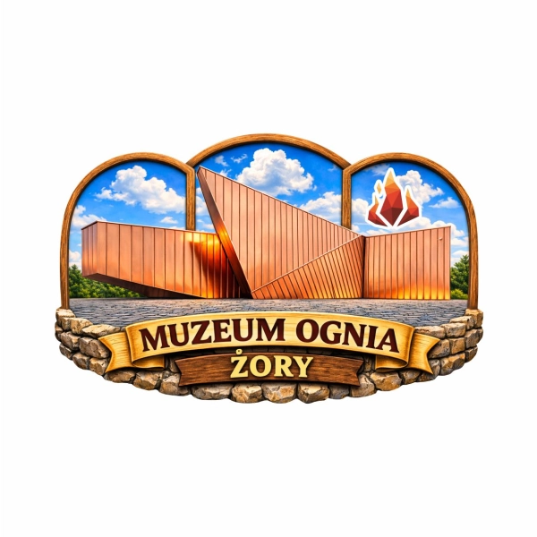 Drewniany magnes Muzeum ognia N2