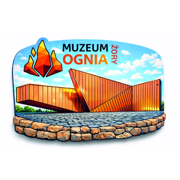 Drewniany magnes Muzeum ognia N3