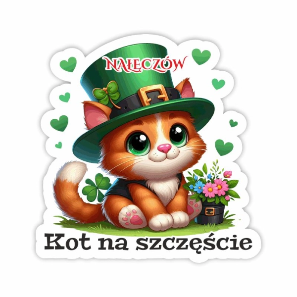 Drewniany magnes Kot na szczęście MIX