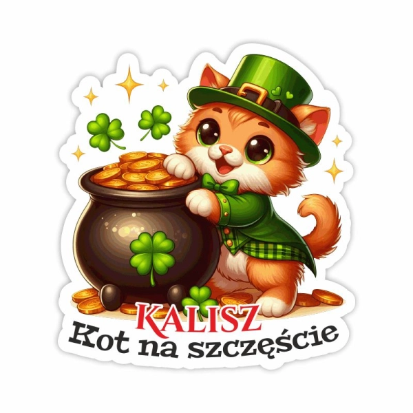 Drewniany magnes Kot na szczęście MIX