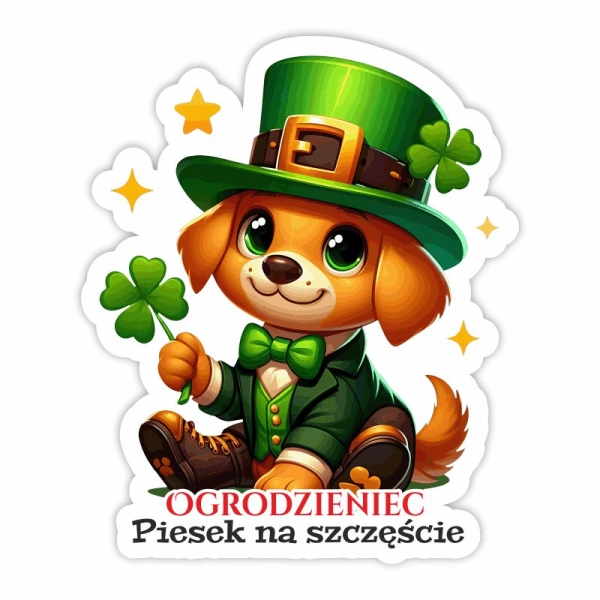 Drewniany magnes Pies na szczęście UV N1