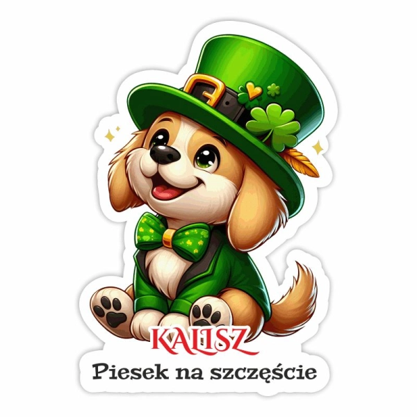 Drewniany magnes Pies na szczęście UV N2