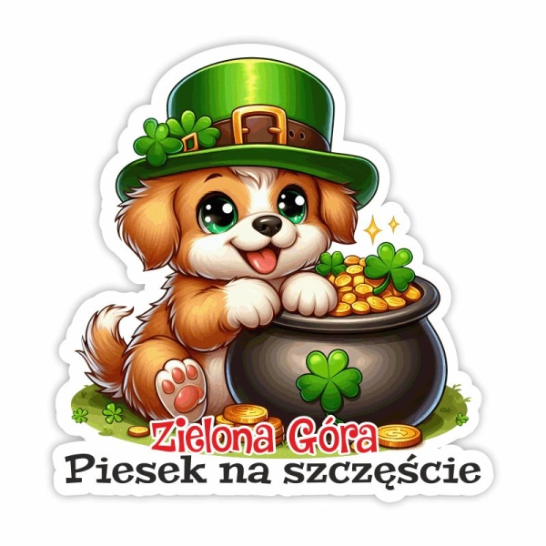 Drewniany magnes Pies na szczęście UV N3