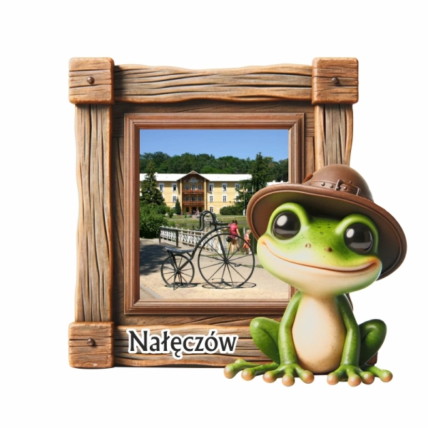 Drewniany magnes Żabka N5 z widokiem