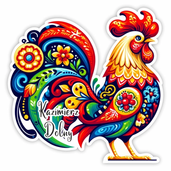 Drewniany magnes KOLOROWY KOGUT