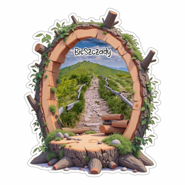 Drewniany magnes Pień drzewa z widokiem