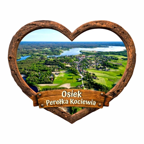 Drewniany magnes serce Krajobraz